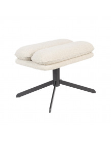 TYLER - Footstool in white bouclé fabric