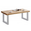Table basse reglable hauteur bois et acier blanc L120