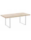 MATIKA - Mesa de comedor extensible de madera clara y acero blanco L180