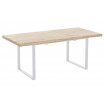 MATIKA - Mesa de comedor extensible de madera clara y acero blanco L180