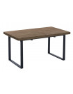 MATIKA - Mesa de comedor extensible de madera oscura y acero negro L180
