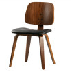 CHARLES - Faux leather and wood chair Walnut