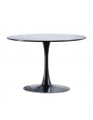 SPACIALE - Round Wood and Black Steel Table D110