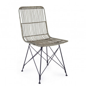KUBU - Chaise design rotin gris