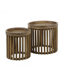 DAKOTA - Set de 2 tables basse rondes en bois small