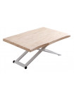 MATIKA - Table basse rehaussable bois et acier blanc L120