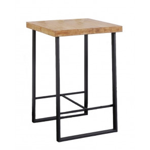 FACTORY - Square heigh table in solid wood and steel.