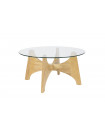 KOBE - Tavolino rotondo in legno e vetro D 80