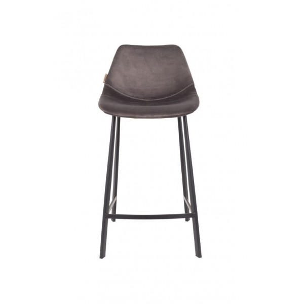 FRANKY 65 - Grey velvet counter chair