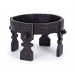 AMAYA - Table basse ronde en bois noir sculpté D50