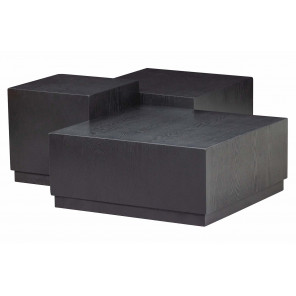 PIM - Lote de 3 mesas de centro cuadradas de madera negra