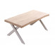 KAMILA - Tavolino rialzato in legno e acciaio bianco L120
