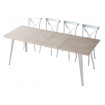 ROBLE - Mesa de comedor extensible para 8 en madera y acero blanco L 140
