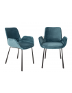 BRIT - Set of 2 blue velvet dining chairs