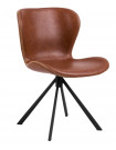 BOSTON - Chaise rotative aspect cuir marron