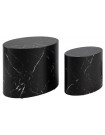 OVAL - Juego de mesa con aspecto de mármol negro