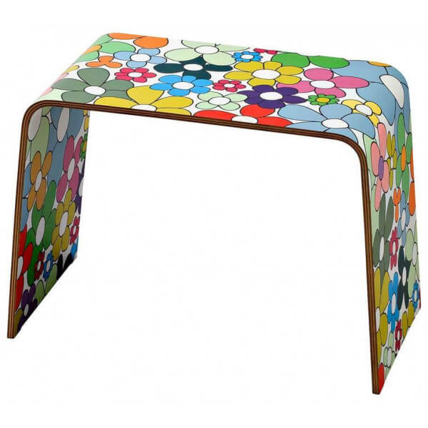Table d'appoint en bois coloré Flower