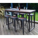 NEVADA - Heigh dining set 180 cm dark solid wood and steel