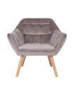 SAMES - Brown velvet armchair with wooden feet