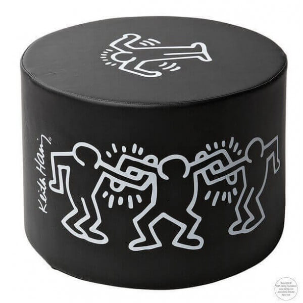 KEITH HARING - White Keith Haring pouf stool