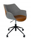 DOULTON - Office armchair with wheels gray and leather